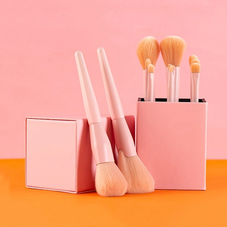 Professional 11PCS Cosmetic Brush Set Private Label Vegan Eyeshadow Powder Foundation Contour Brush Pink Makeup Brush