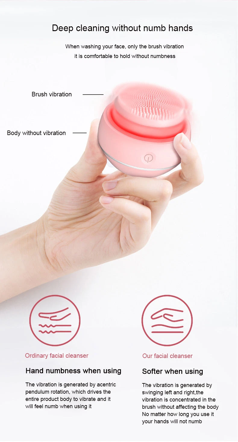 Multifunctional Face Wash Electric Silicone High Frequency Sonic Vibration Facial Cleansing Brush