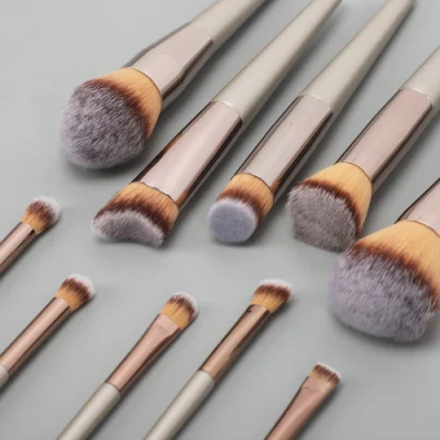 Juego de 10 brochas de maquillaje de lujo, brochas cosméticas de pelo sintético de primera calidad para base, polvo de mezcla, crema líquida, corrector cónico, contorno, sombra de ojos, rubor