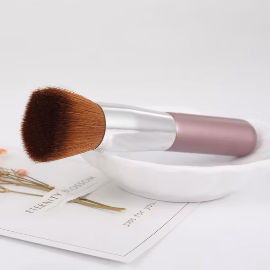 Brocha de maquillaje para base, brocha Kabuki de parte superior plana para mezclar líquidos, cremas, pulir, puntear, corrector o cosméticos en polvo impecables