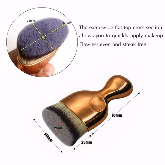 Brocha de base plana en ángulo, brocha de maquillaje Kabuki para rostro y cuerpo de alta densidad para base líquida, polvo, crema, contorno, pulido, punteado, mezcla